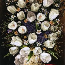 تابلو فرش گل سفید و گلدان (گلدان با گل سفید) کد 172