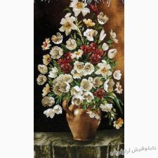 تابلو فرش دستباف گل و گلدان ستونی کد 296