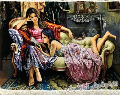 تابلو فرش دستباف طرح کاناپه (مهر خواهری) - کد 253