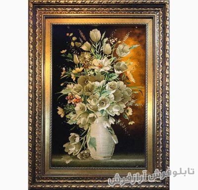 عکس تابلو فرش دستباف گل و گلدان سفالی کد 319