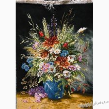 تابلو فرش دستباف گل و گلدان سفالی کد 324