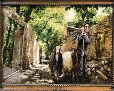 تابلو فرش طرح چوپان گوسفندان - دستبافت - کد 290