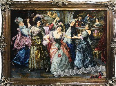 تابلو فرش دستباف طرح مهمانی و رقص و پایکوبی - کد 538