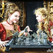 تابلو فرش دستبافت شطرنج باز - کد 636