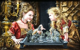 تابلو فرش دستبافت شطرنج باز - کد 636
