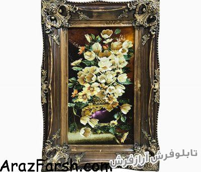 خرید اینترنتی تابلوفرش دستبافت طرح گلدان گل لاله - کد 478