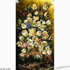 تابلوفرش دستباف گل و گلدان لاله - ستونی ، طولی - کد 654