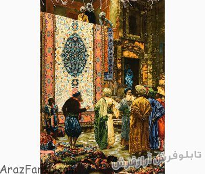 تابلو فرش دستباف طرح بازار فرش قاهره مصر کد 711