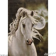 تابلو فرش دستباف طرح کله اسب سفید - کد 712