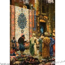 تابلو فرش دستبافت طرح بازار فرش فروشی قاهره - کد 739