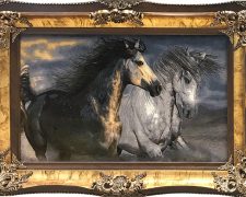 تابلو فرش دستباف طرح دو اسب دونده زیبا - کد 743