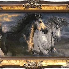تابلو فرش دستباف طرح دو اسب دونده زیبا - کد 743