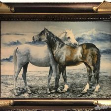 تابلو فرش دستباف طرح دو اسب های کوهستان - کد 744