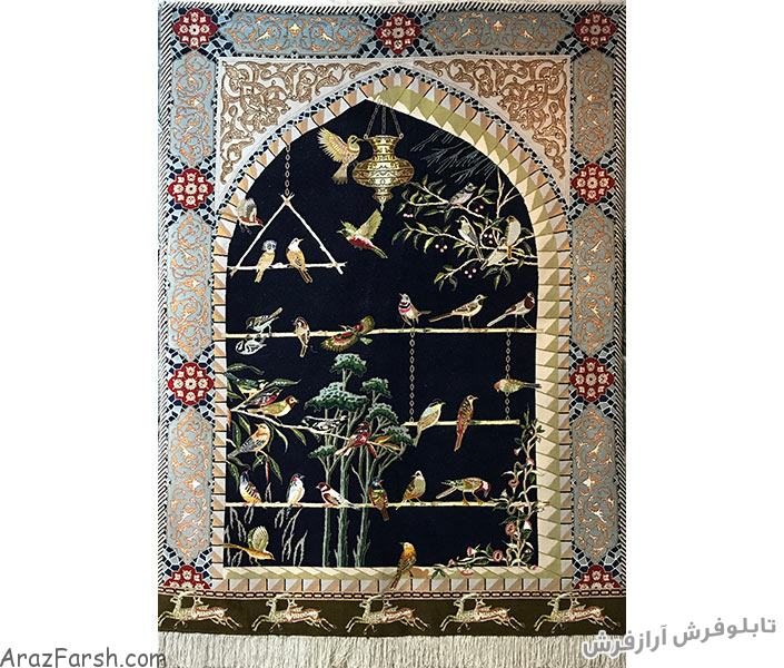 فرش دستباف طرح گل و بلبل - بافته شده در تبریز - کد 752