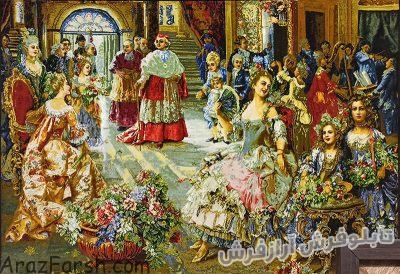 تابلو فرش دستبافت طرح مهمانی و عروسی پاپ - کد 793