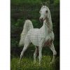 تابلو فرش دستبافت طرح اسب سفید با پس زمینه منظره سبز - کد 792
