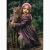 تابلو فرش دستباف طرح دختر بچه با آهو - کد 1010