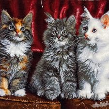 تابلو فرش دستبافت طرح سه گربه زیبا و با نمک - کد 825