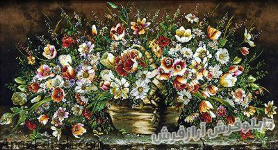 تابلو فرش دستبافت طرح گل عرضی بابونه - کد 838
