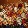 تابلو فرش دستبافت طرح جدید گل رز زیبا و رنگارنگ با سبد روی میز کد 850