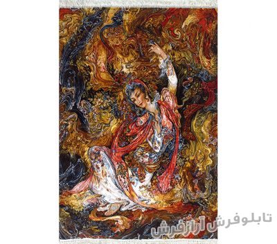 تابلو فرش دستباف طرح مینیاتور سروش عالم غیب اثر استاد فرشچیان کد 885