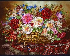 تابلو فرش دستباف طرح گل رز زیبا روی میز با طرح جدید کد 903