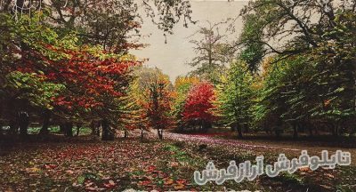 تابلو فرش دستبافت منظره زیبای جنگل پاییزی کد 915