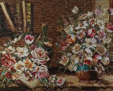 تابلو فرش دستباف طرح گل و گلدان کتابخانه کد 925