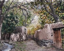 تابلو فرش دستباف طرح منظره کوچه باغ های قدیمی سردرود کد 926