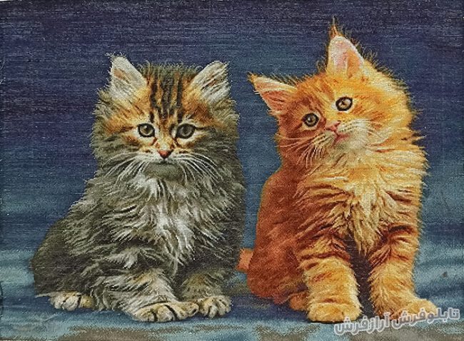 تابلو فرش دستبافت طرح دو گربه کد 966