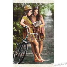 تابلو فرش دستباف طرح دختران دوچرخه سوار کد 1196