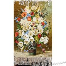 تابلو فرش دستباف طرح گلدان لیوانی گل لاله کد 1193