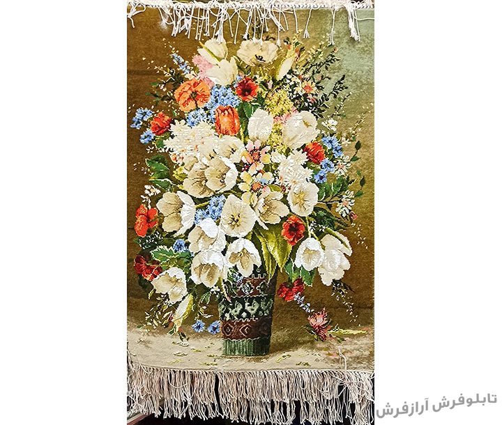 تابلو فرش دستباف طرح گلدان لیوانی گل لاله کد 1193