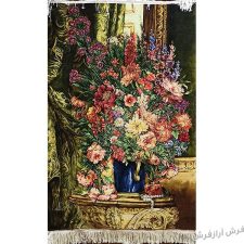 تابلوفرش دستباف طرح گلدان گل های زیبا و خوش رنگ کد 1202