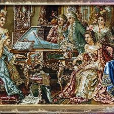 تابلو فرش دستباف تبریز طرح فرانسوی پیانو زن کد 1214