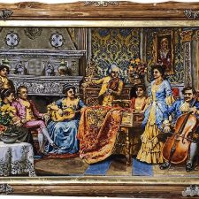 تابلو فرش دستباف طرح فرانسوی مجلس موسیقی و ویولون زنی کد 1215