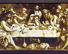 تابلو فرش دستباف طرح تندیس شام آخر حضرت عیسی کد 1216