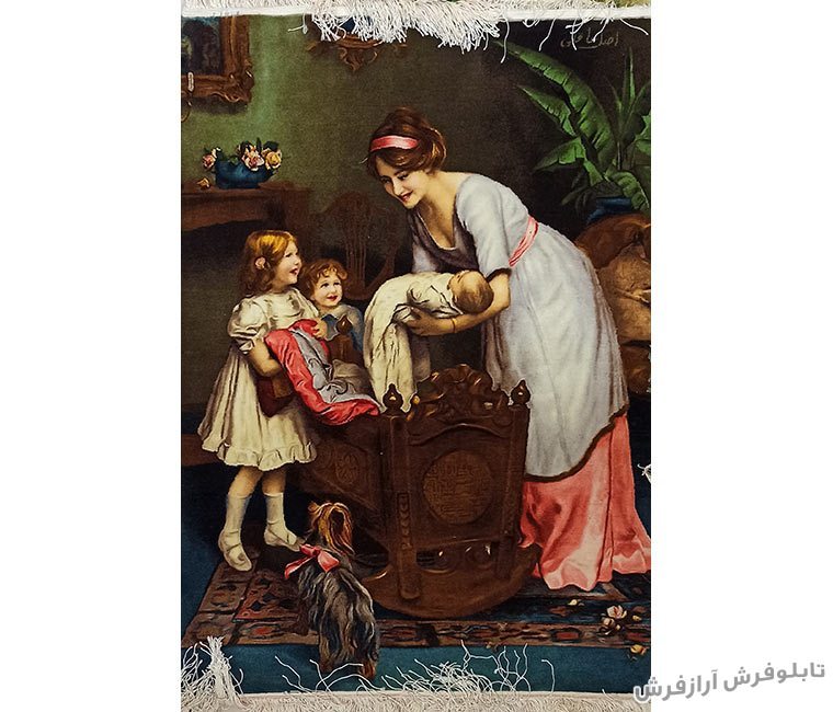 تابلو فرش دستبافت طرح مهر مادر و فرزند کد 1157