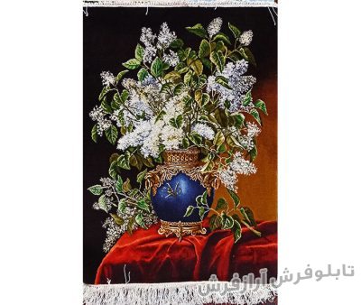 تابلو فرش دستباف تبریز طرح گلدان و گل یاسمن کد 1234
