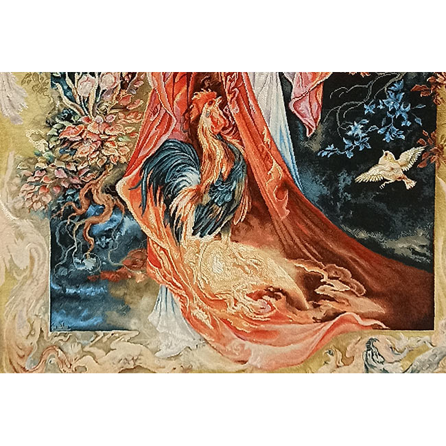 تابلو فرش دستباف طرح مینیاتور گلبانگ اثر استاد فرشچیان کد 1250 از نمای نزدیک - 3