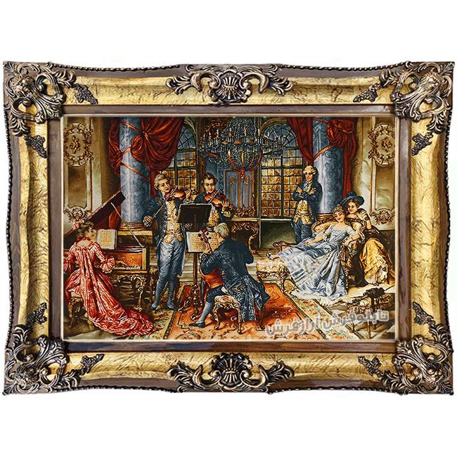 تابلو فرش دستبافت طرح مهمانی و مجلسی موسیقی کد 1257