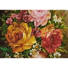 تابلو فرش دستبافت طرح گلدان گل رز با گل های درشت از نمای نزدیک - 2