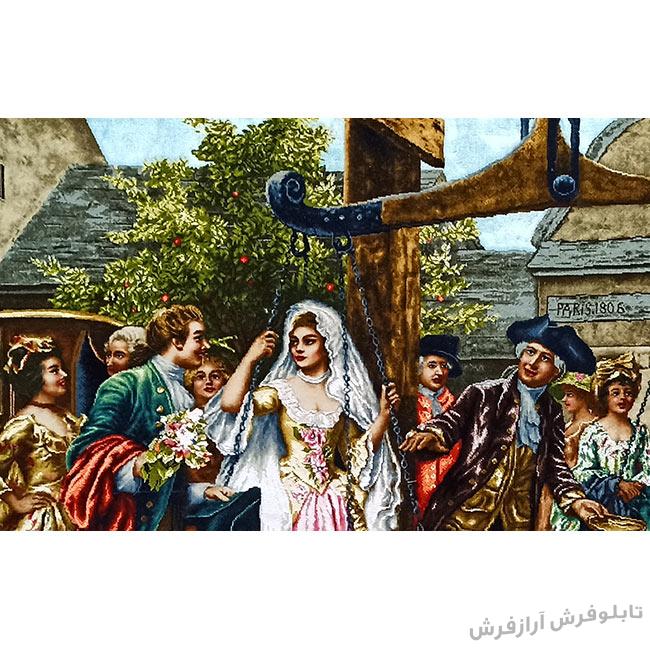 نمای نزدیک تابلو فرش دستباف طرح مهریه عروس کد 1266 - 3