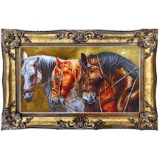 تابلو فرش دستباف طرح کله اسب سه اسب کد 1293