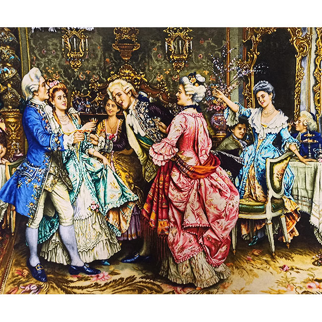 تابلو فرش دستبافت طرح فرانسوی مهمانی از نمای نزدیک - 3