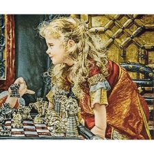 تابلو فرش دستبافت طرح مهر مادر و دختر شطرنج باز از نمای نزدیک - 1