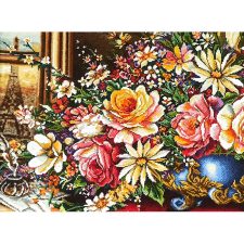 تابلو فرش دستباف طرح گلدان گل رز از نمای نزدیک - 1