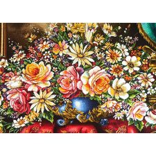 تابلو فرش دستباف گلدان گل رز از نمای نزدیک - 3