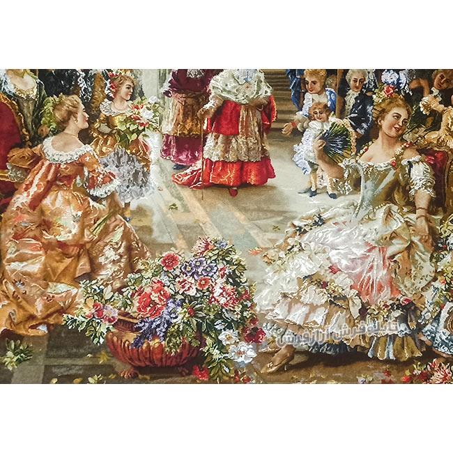 تابلو فرش دستباف طرح جشن عروسی پاپ کد 1333 از نمای نزدیک - 3