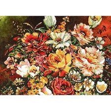 تابلو فرش دستباف طرح گل و گلدان زیبای گل رز از نمای نزدیک - 1